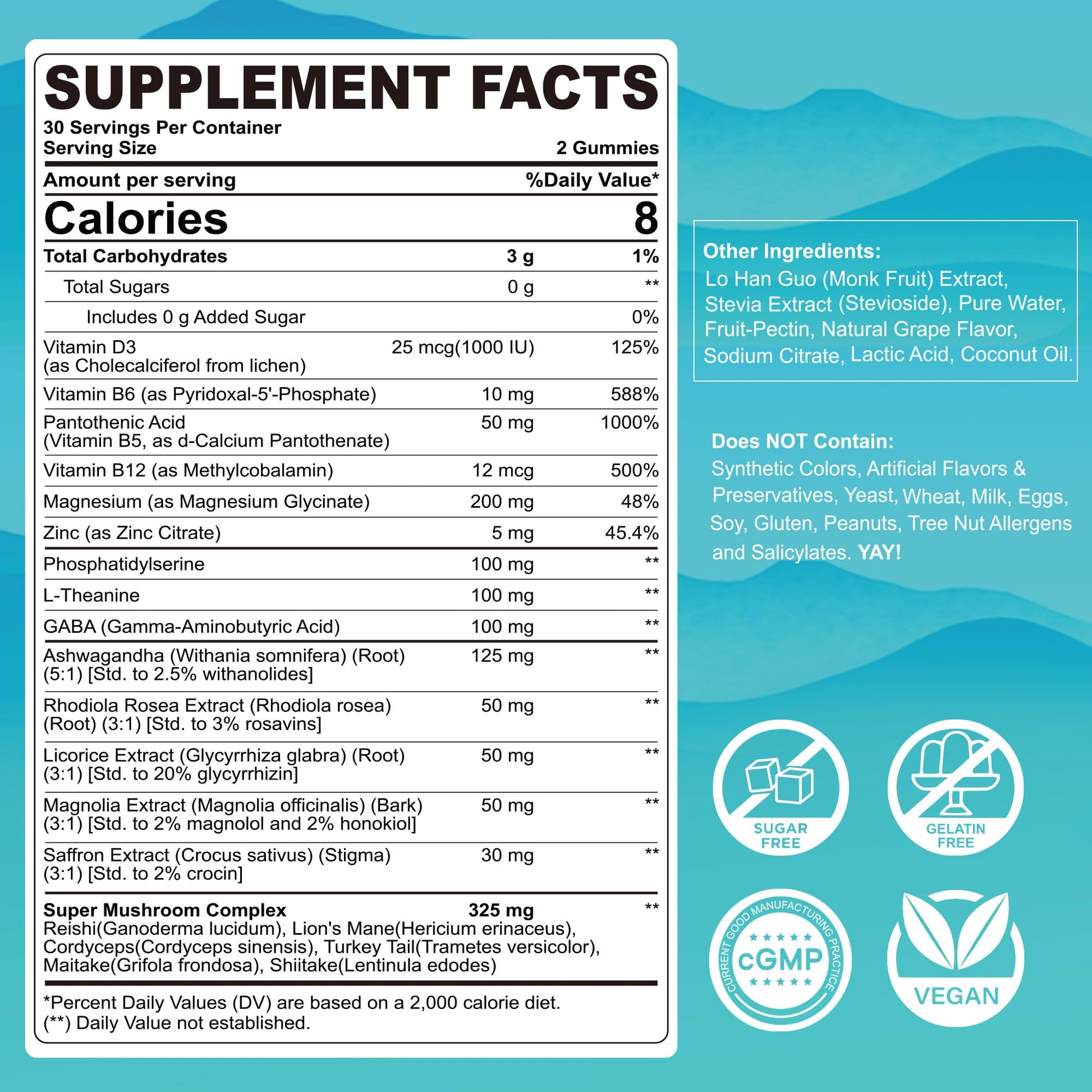 Cortisol Gummies for Women & Men, Sugar Free Cortisol Reducer Supplements w/ Magnesium, Ashwagandha, Mushroom, L-theanine, Rhodiola, Vitamin B6 B12 for Cortisol Detox, Relax, Sleep Support 2 Pack LILICARE buy australia supplements