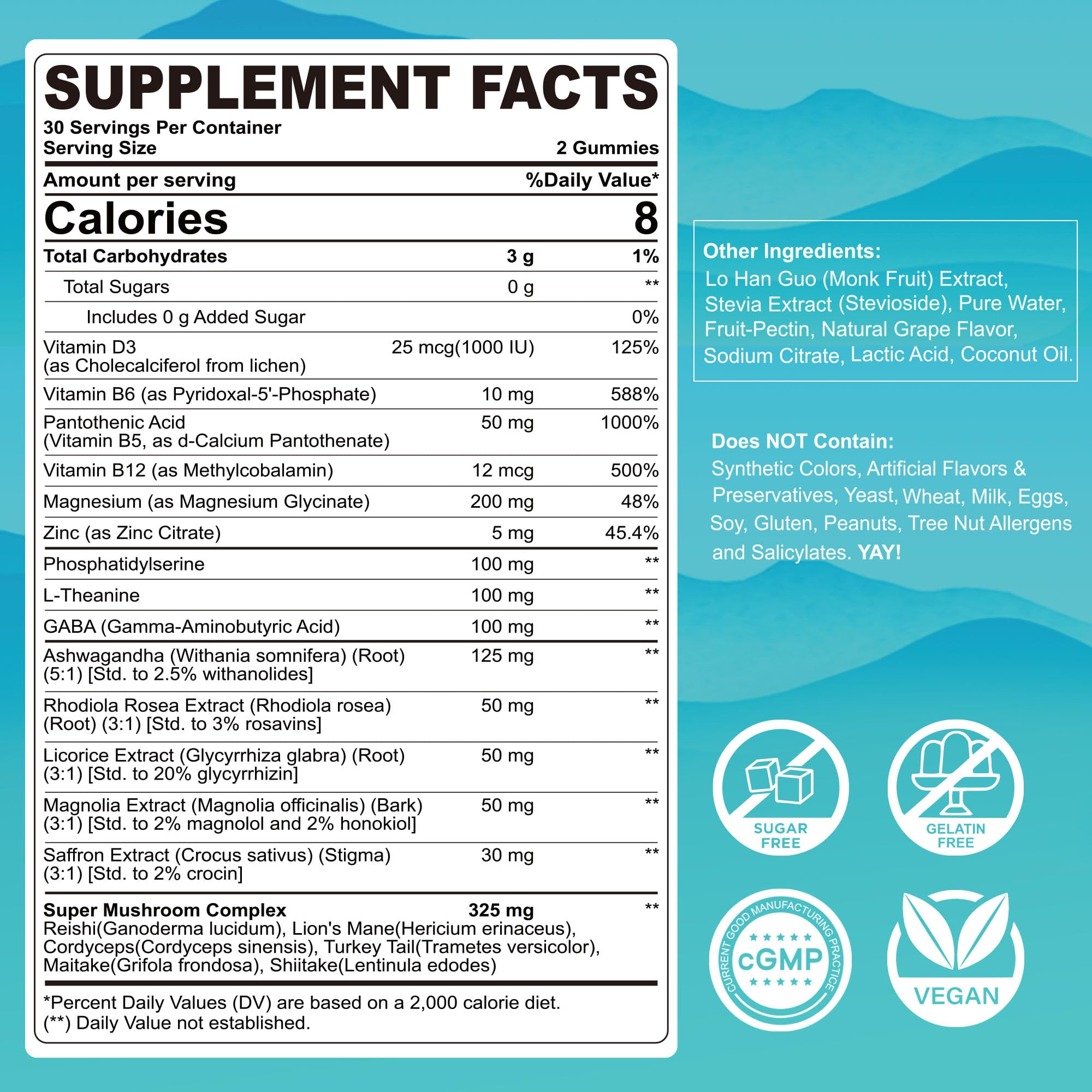 Cortisol Gummies for Women & Men, Sugar Free Cortisol Reducer Supplements w/ Magnesium, Ashwagandha, Mushroom, L-theanine, Rhodiola, Vitamin B6 B12 for Cortisol Detox, Relax, Sleep Support 2 Pack LILICARE buy australia supplements