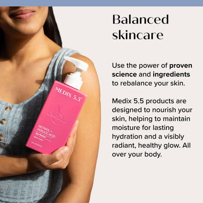 Medix 5.5 Retinol Body Lotion Firming Moisturizer | Crepey Skincare Treatment | Retinol Body Cream | Anti Aging Firming Cream For Women Targets Look Of Crepe Skin, Wrinkles, & Sagging Skin, 15 Fl Oz Medix 5.5