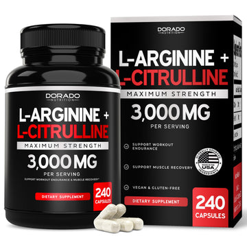 L Arginine L Citrulline Supplement 3000mg (240 Capsules) Nitric Oxide Pills for Men - Stamina, Endurance, Performance for Workouts - NO Supplements for Men DORADO NUTRITION buy australia supplements