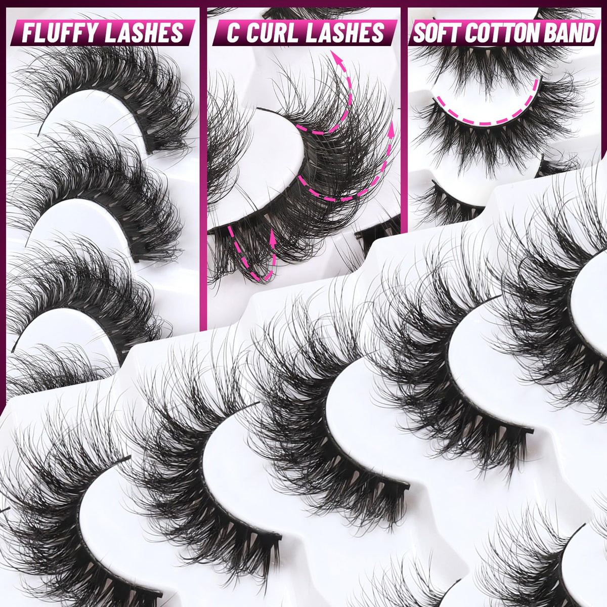 Veleasha Lashes Strips Fluffy Eyelashes Wispy Volume Cat Eye Lashes (804) Veleasha