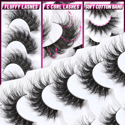 Veleasha Lashes Strips Fluffy Eyelashes Wispy Volume Cat Eye Lashes (804) Veleasha