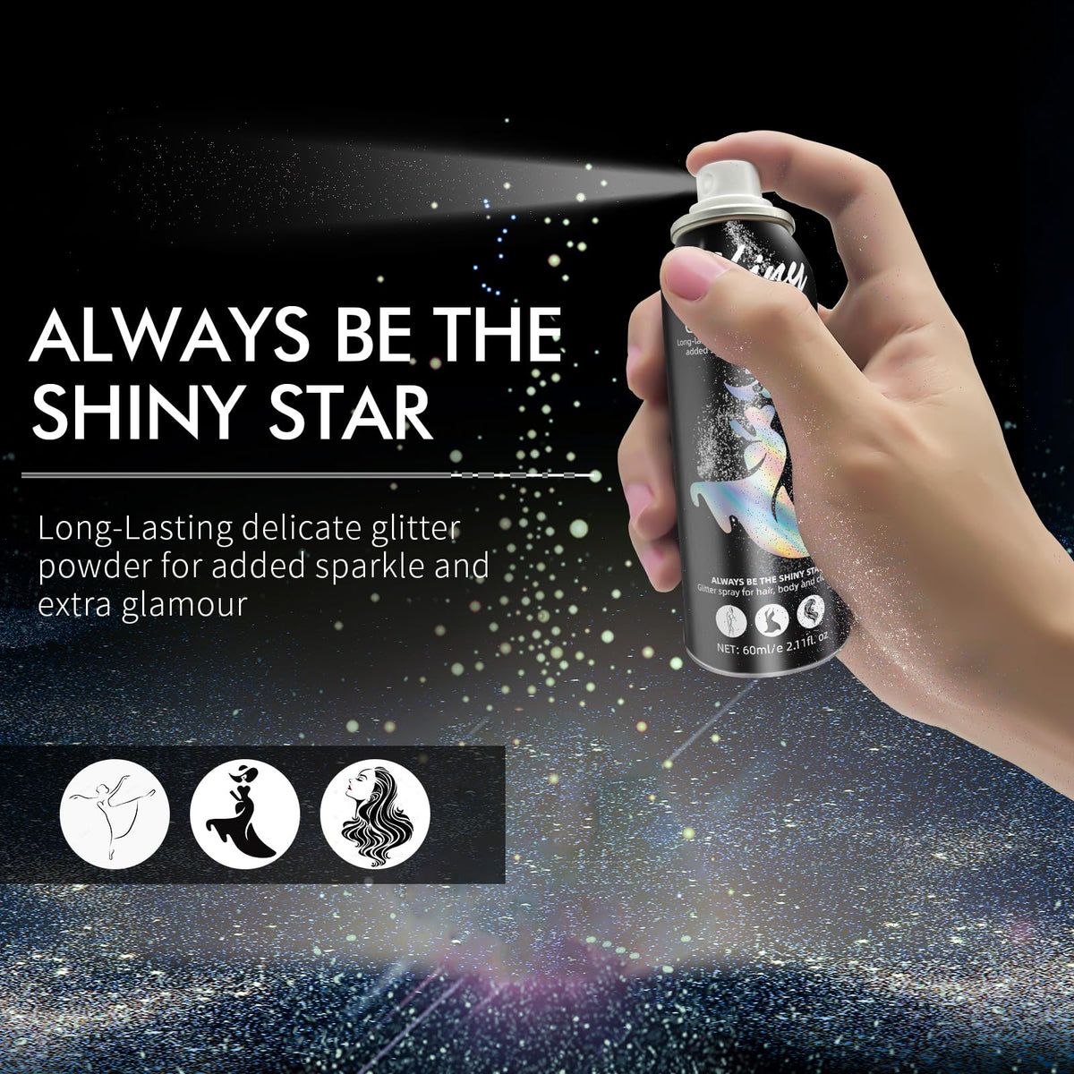 Ragkun Glitter Spray, Hair and Body Glitter Spray, Rave Makeup Ragkun