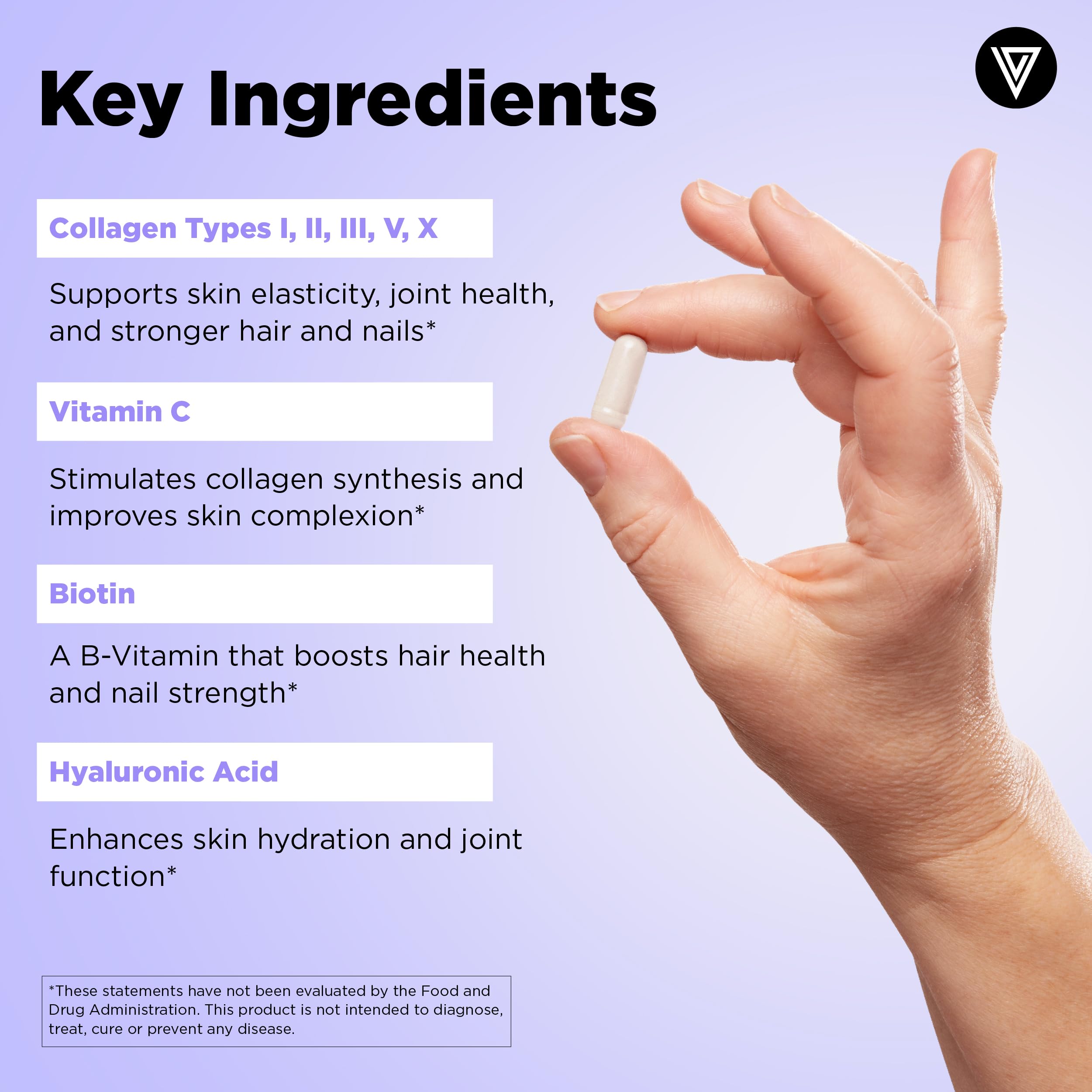 Vital Vitamins Multi Collagen Complex Plus - with Biotin, Hyaluronic Acid, Vitamin C - Type I, II, III, V, X - for Women & Men - Hair, Skin, Nails Beauty Complex - 150 Capsules Vital Vitamins buy australia supplements