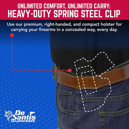 DeSantis Inside Heat IWB Holster - Concealed Carry Gun Holster, Leather Holster IWB for Pistols, Compatible with the GLOCK 43, 43X - Right Hand Draw, Black Gsupps Australia