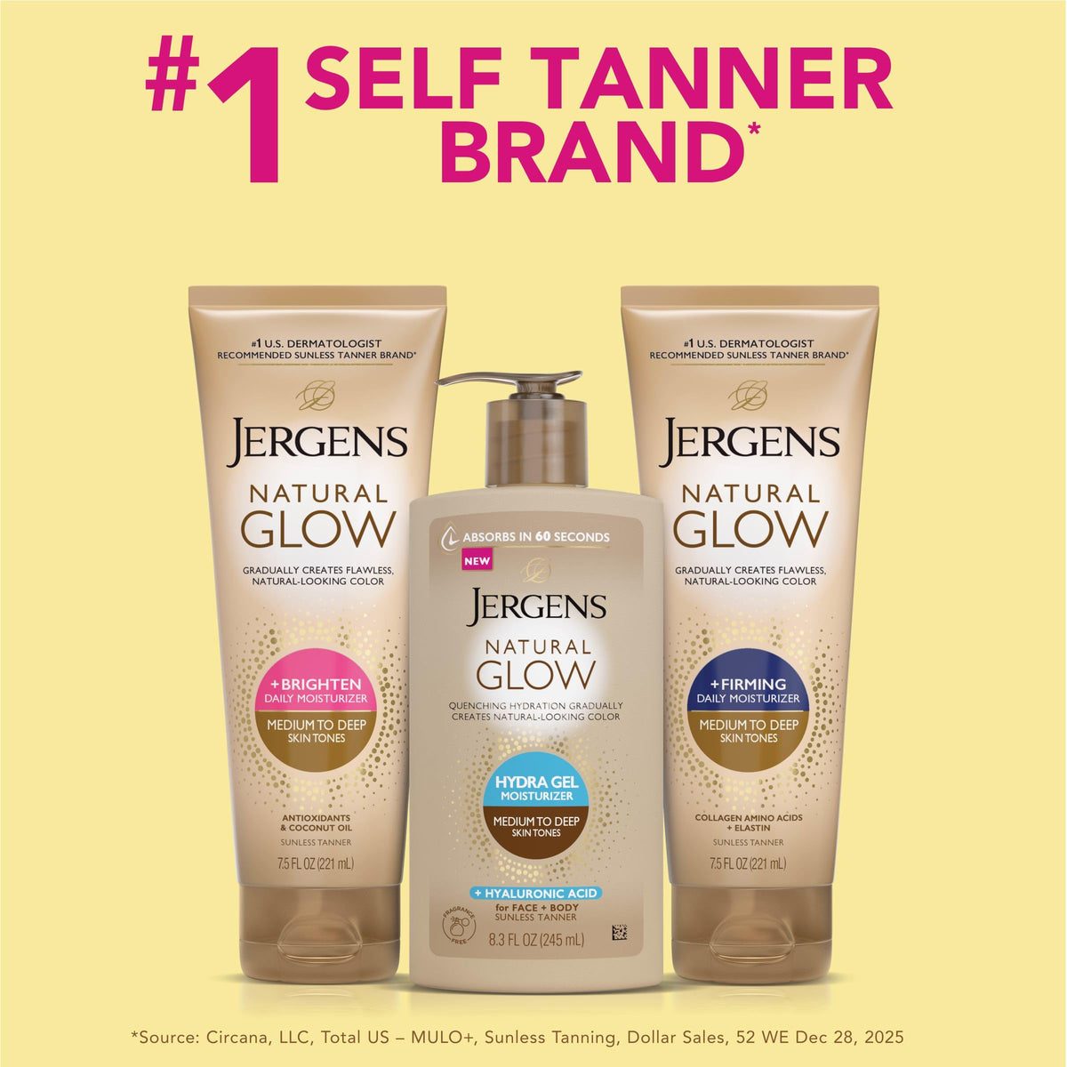 Jergens Natural Glow Hydra Gel Self Tanner, Medium to Deep, 8.3 fl oz Jergens