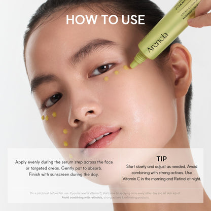 Arencia Vitamin C Booster Shot Serum with Glutathione, Niacinamide and Vitamin E for Dark Spot Care, Fine Lines & Wrinkles, Glass Skin, Korean Skincare 30ml/1.01 fl.oz ARENCIA