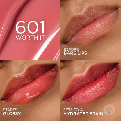 L'Oreal Paris Hyaluron Tint Lip Stain Serum, Long Lasting, Hydrating Lip Makeup Infused with Hyaluronic Acid, 601 Worth It (Pinky Nude) L'Oreal Paris