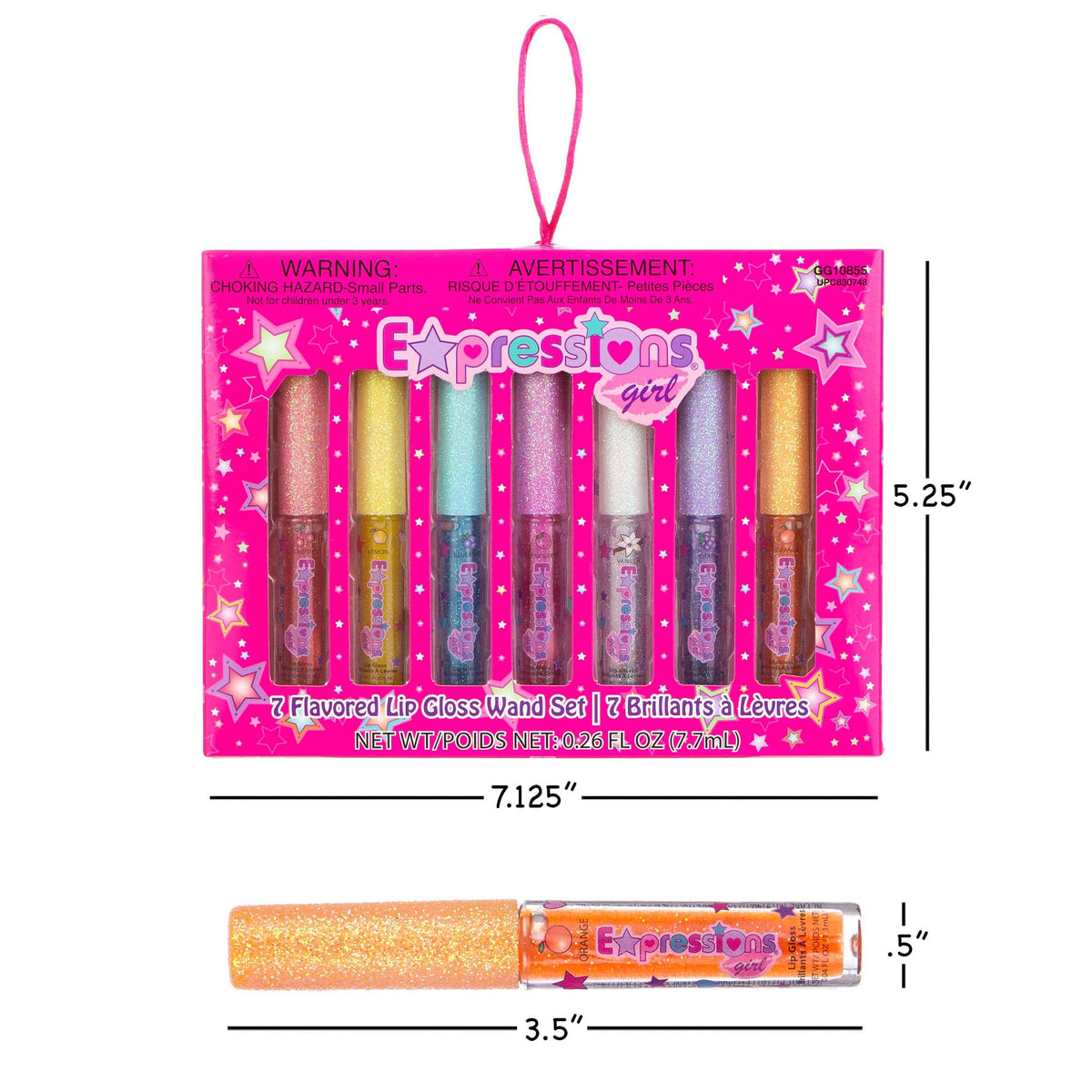 7pc Fruity Flavored Lip Gloss Set - Assorted Fruit Flavor-Great Gift Expressions girl