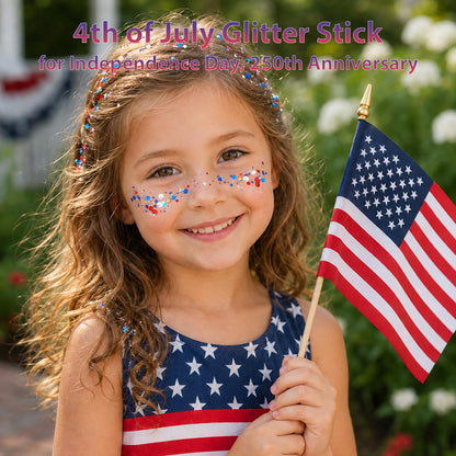 Mysense Patriotic Red White and Blue Face Hair Body Glitter Stick,4th of July Outfits and Accessories for Women Kids,USA Flag Makeup for Independence Day 250 Anniversary Memorial Day Veterans Day Mysense