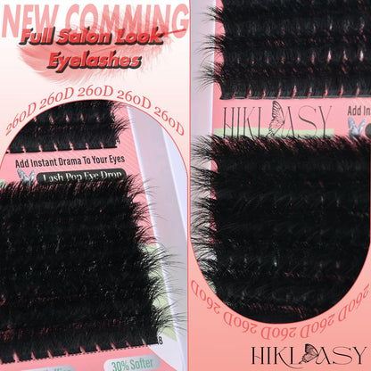 Lash Cluster 260D Full Volume Cluster Lashes Bold 12-18mm Mega Lash Clusters Supplies Wispy D Curve False Eyelashes Clusters Reusable DIY Salon Look Eye Lash Clusters Extension By Hiklasy HK HIKLASY