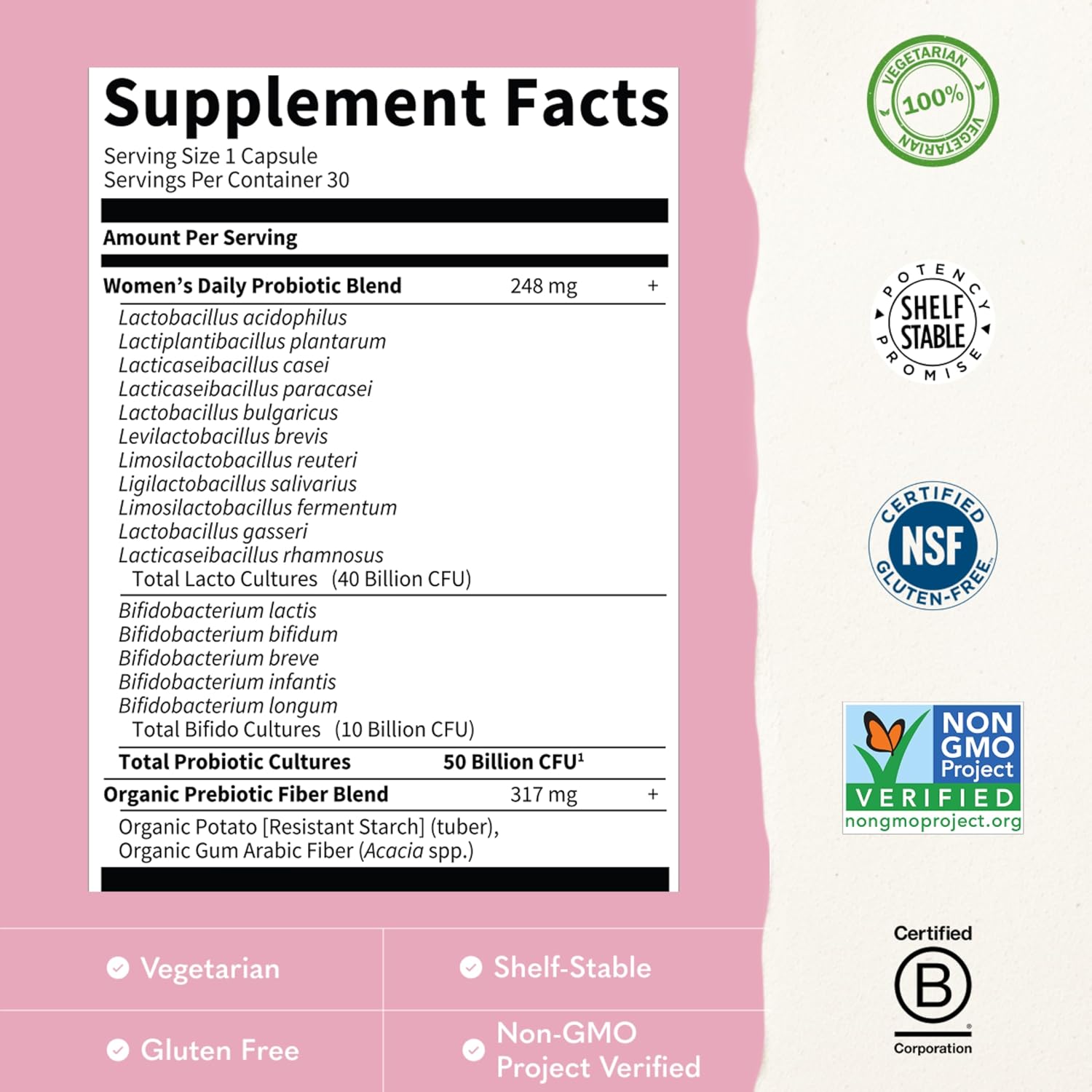 Garden of Life Dr. Formulated Once Daily Women's Probiotics with 50 Billion CFU & Organic Prebiotics – Vaginal Health, Digestive Support, Immune Support, Dairy Free, 30 Capsules Gsupps Australia