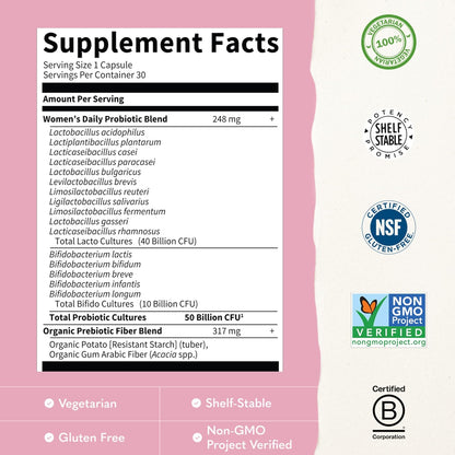 Garden of Life Dr. Formulated Once Daily Women's Probiotics with 50 Billion CFU & Organic Prebiotics – Vaginal Health, Digestive Support, Immune Support, Dairy Free, 30 Capsules Gsupps Australia