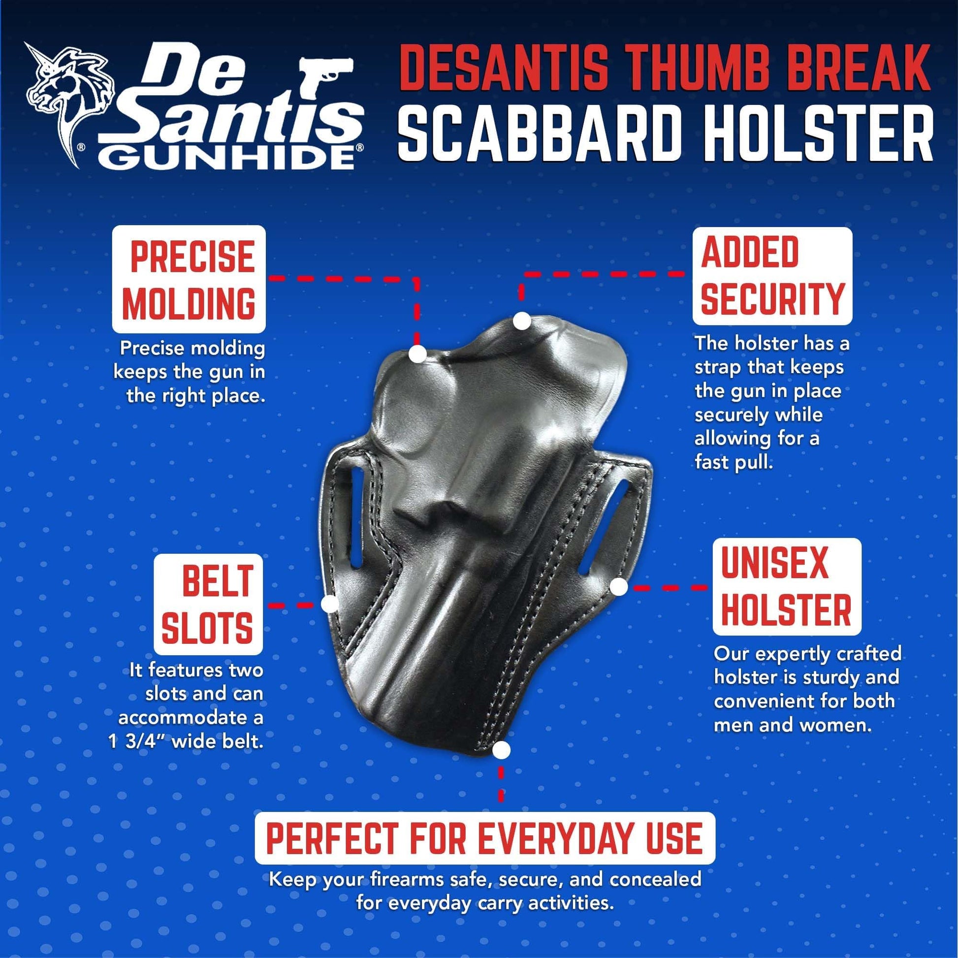 DeSantis Thumb Break Scabbard - OWB Gun Holster for Men and Women, Leather Belt Slide Holster for Pistols, Exact Molding, Secure and Highly Concealable OWB Carry Gsupps Australia