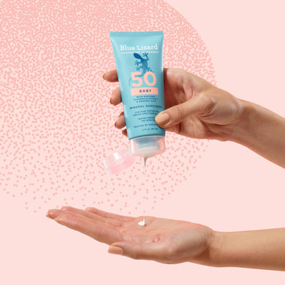 BLUE LIZARD Baby Mineral Sunscreen with Zinc Oxide, SPF 50+, Water Resistant, UVA/UVB Protection with Smart Cap Technology - Fragrance Free, 3 Ounce Tube BLUE LIZARD