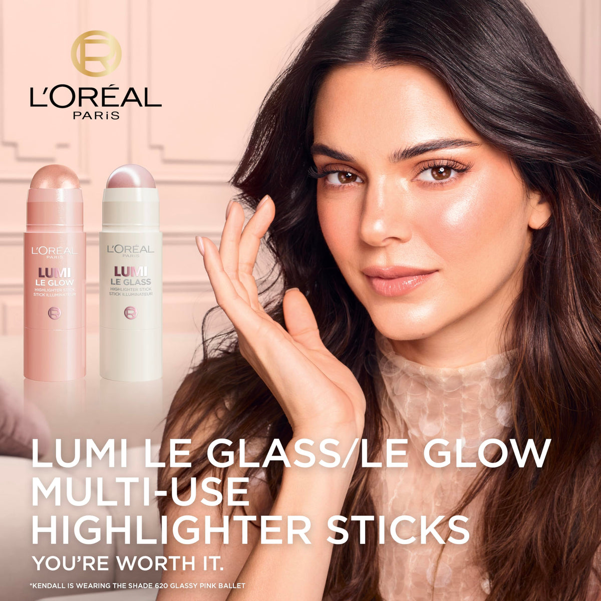 L'Oreal Paris True Match Lumi Le Glass Highlighter Stick, Reflective, Translucent, Glassy Highlighter for Face and Body, 610 Glassy Pearl Eclat, 0.17 Oz L'Oreal Paris