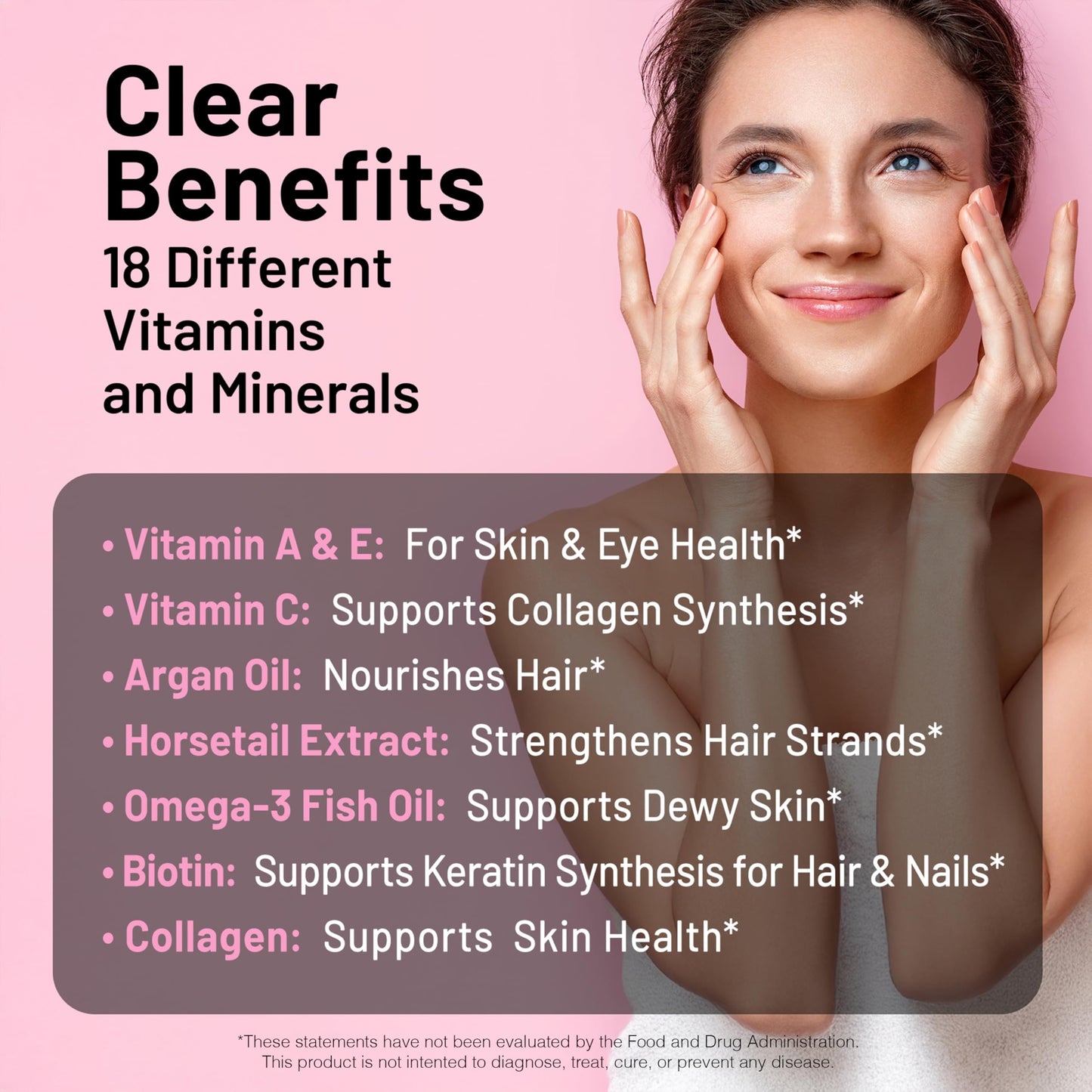 NatureWise Hair Skin and Nails Vitamin, Biotin 5000mcg w/Hyaluronic Acid, Collagen for Women with C, B Complex, D3, A, E, Iron NatureWise