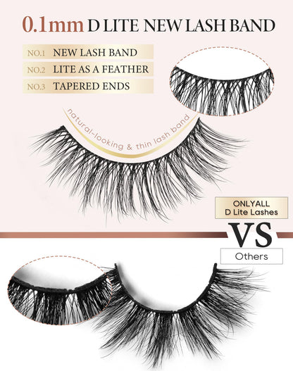 Onlyall Natural Lashes Wispy Lashes Natural Look False Eyelashes Flared Eyelashes 7 Pairs D-K06 Onlyall