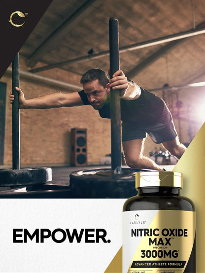 Carlyle Nitric Oxide Supplement 3000mg | 120 Capsules | with L-Arginine & L-Citrulline | for Men & Women | Pre & Post Workout | Non-GMO, Gluten Free Carlyle