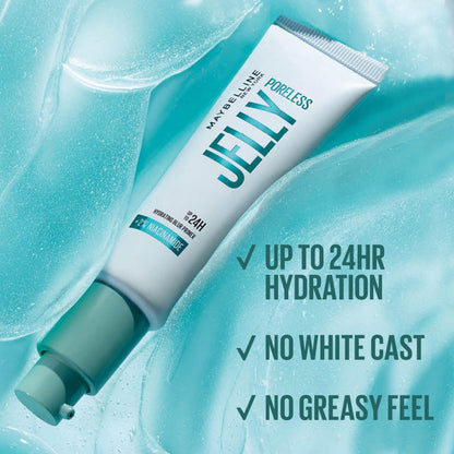 Maybelline Poreless Jelly Primer, Hydrating, Blurring Makeup Primer with 2% Niacinamide For Up To 24HR Make Up Wear, Clear, 1 Count MAYBELLINE