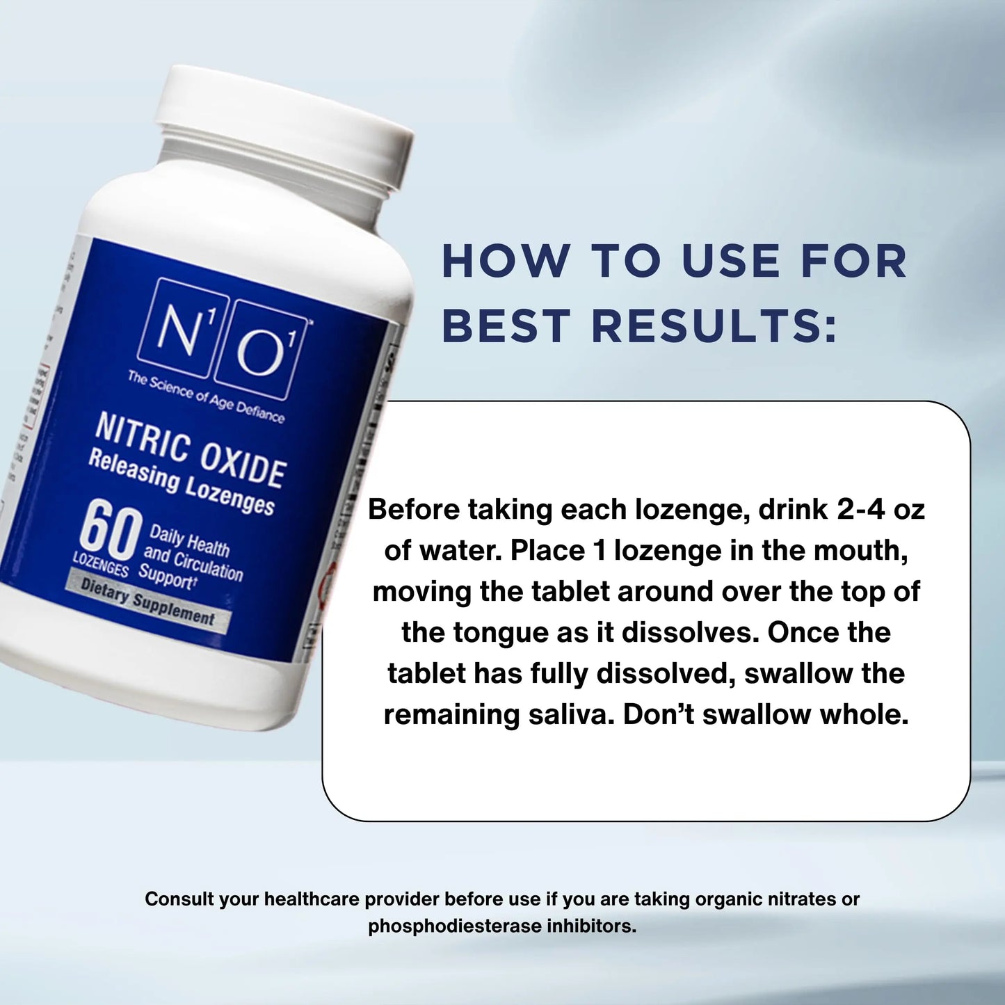 N1O1 Nitric Oxide Lozenges - 60 Count - Nitric Oxide Supplement for Heart Health, Circulation, Energy, Blood Flow, Oxygenation, Healthy Blood Pressure N1O1