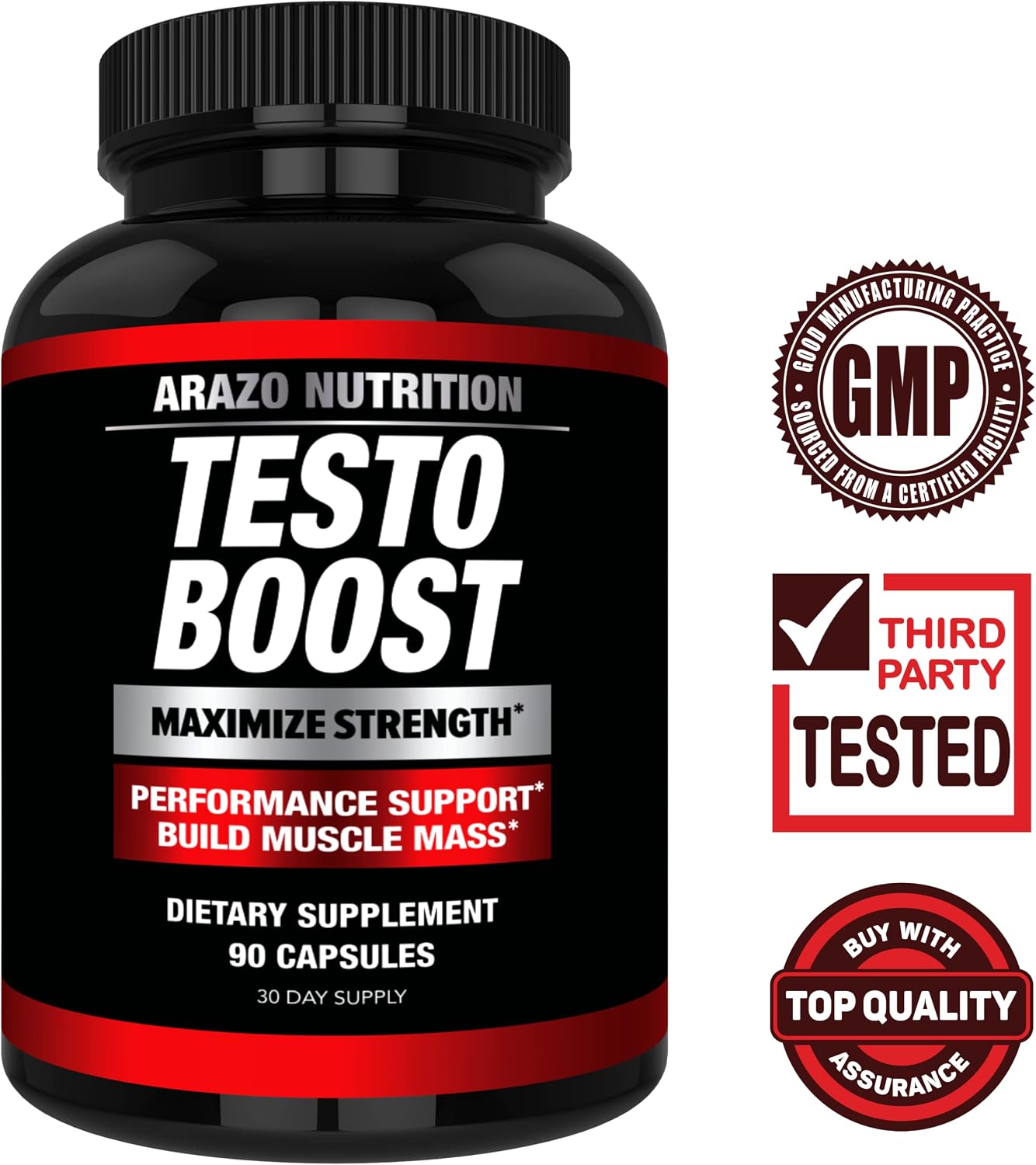 Arazo Nutrition TestoBoost Test Booster Supplement - Potent & Natural Herbal Pills - Boost Muscle Growth - Tribulus, Epimedium, Hawthorn, Zinc, Minerals Gsupps Australia