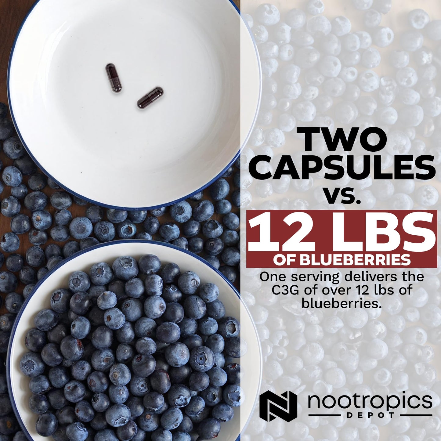 Nootropics Depot Cyanidin 3-Glucoside Capsules | 125mg | 60 Count | Black Rice Extract | C3G | Oryza Sativa | Metabolic, Vision, & Cognitive Support
