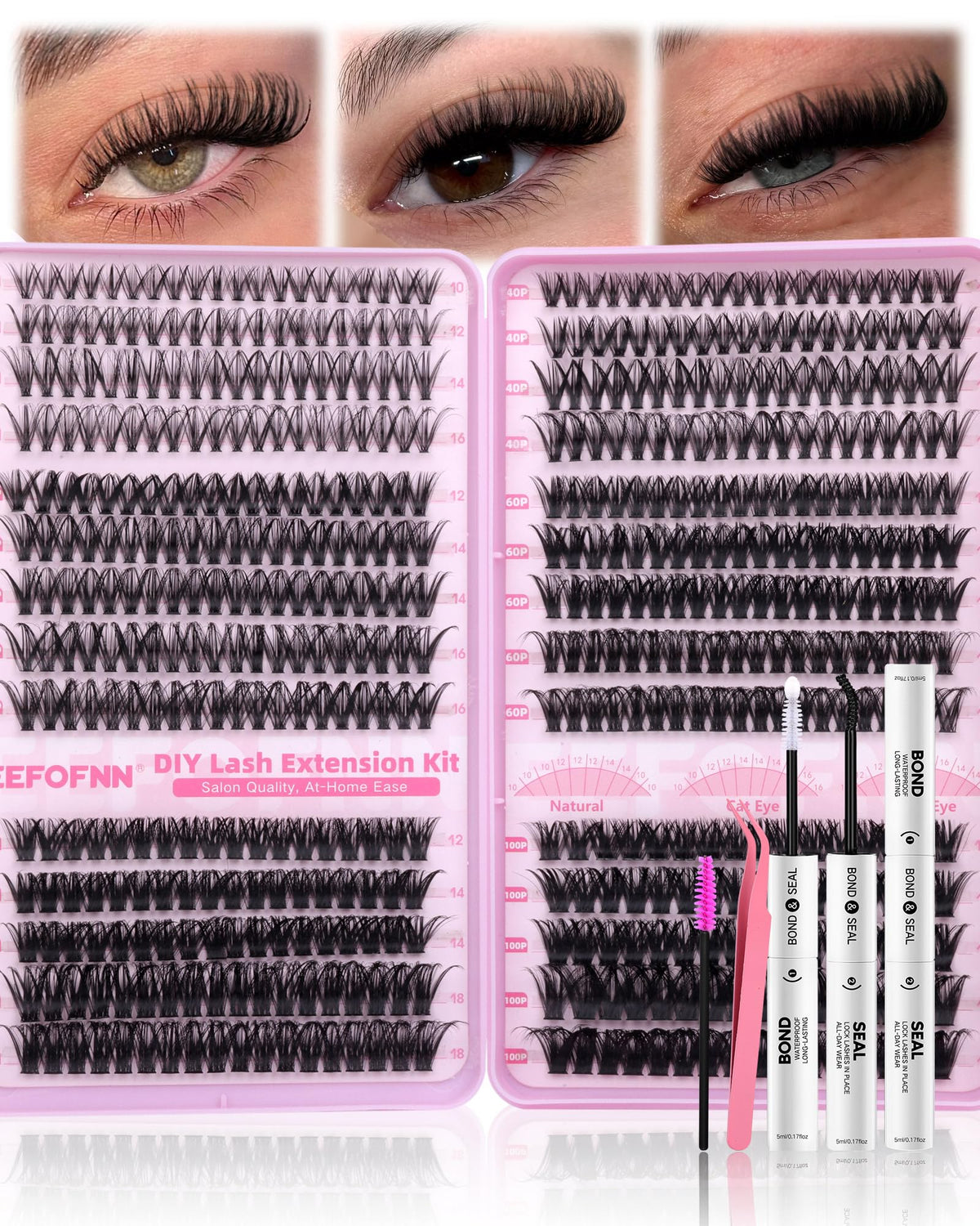 Lash Clusters Kit 560pcs Wispy Eyelash Clusters 30-100D Lash Cluster Kit Eefofnn