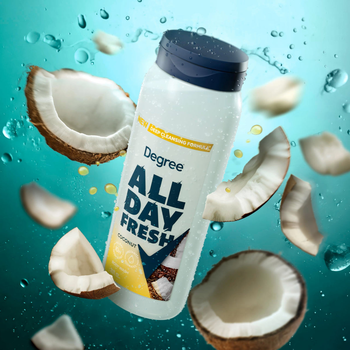 Degree All Day Fresh Body Wash Fresh Coconut Deep Cleansing 20 oz Degree