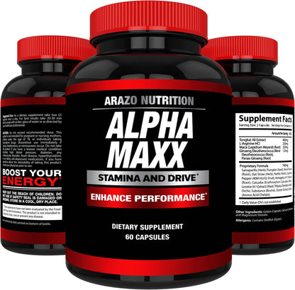 Arazo Nutrition Alphamaxx Health Supplement - Ginseng, Muira Puama, Tribulus Terrestris - 60 Herbal Pill Gsupps Australia