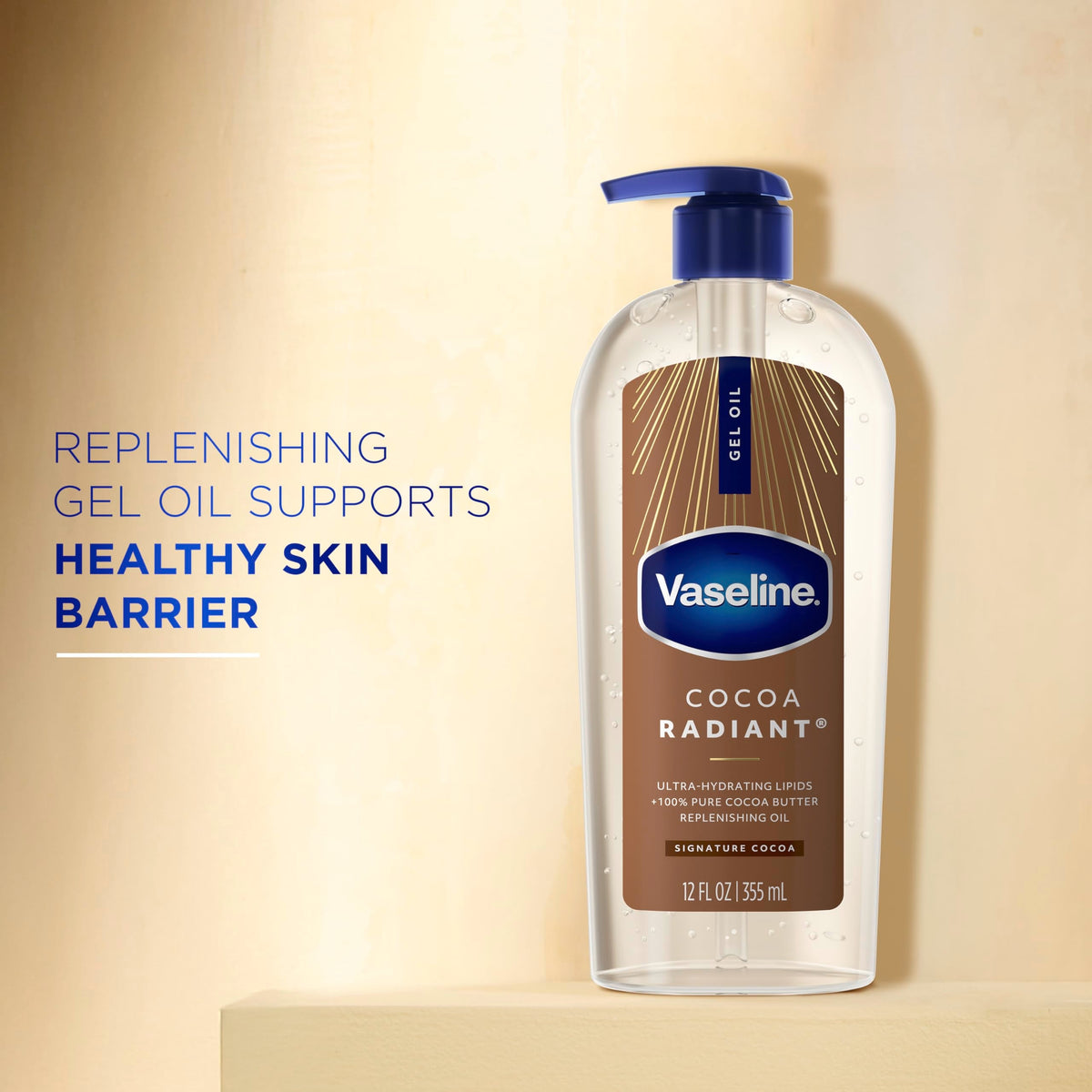 Vaseline Cocoa Radiant Body Gel Oil for Glowing Skin with Cocoa Butter 12oz Vaseline