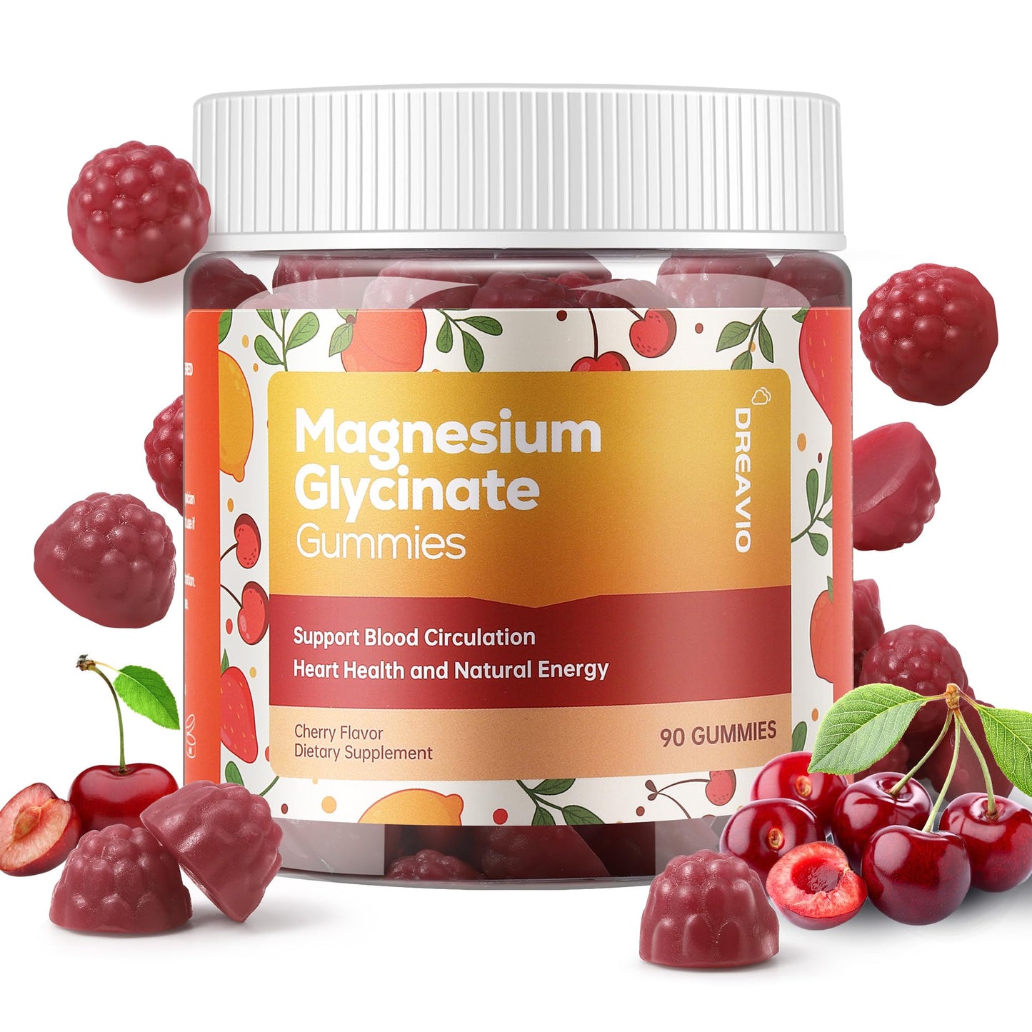 DREAVIO 90 Count Magnesium Glycinate Gummies w/Ashwagandha Supplement - Sugar Free Zinc Magnesium Glycinate DREAVIO
