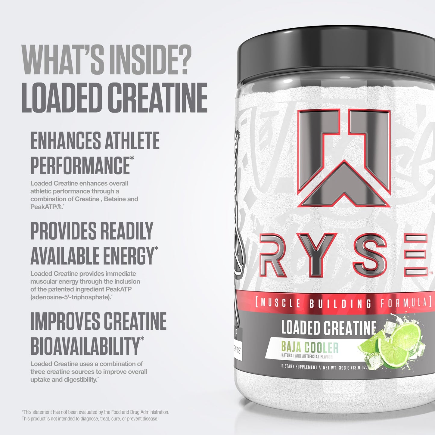 RYSE Loaded Creatine for Men & Women - Electric Lemonade - Muscle Building Formula with 3 Forms of Electrolytes, Betaine Anhydrous and Peak ATP - Strength, Power & Endurance Support - 30 Servings