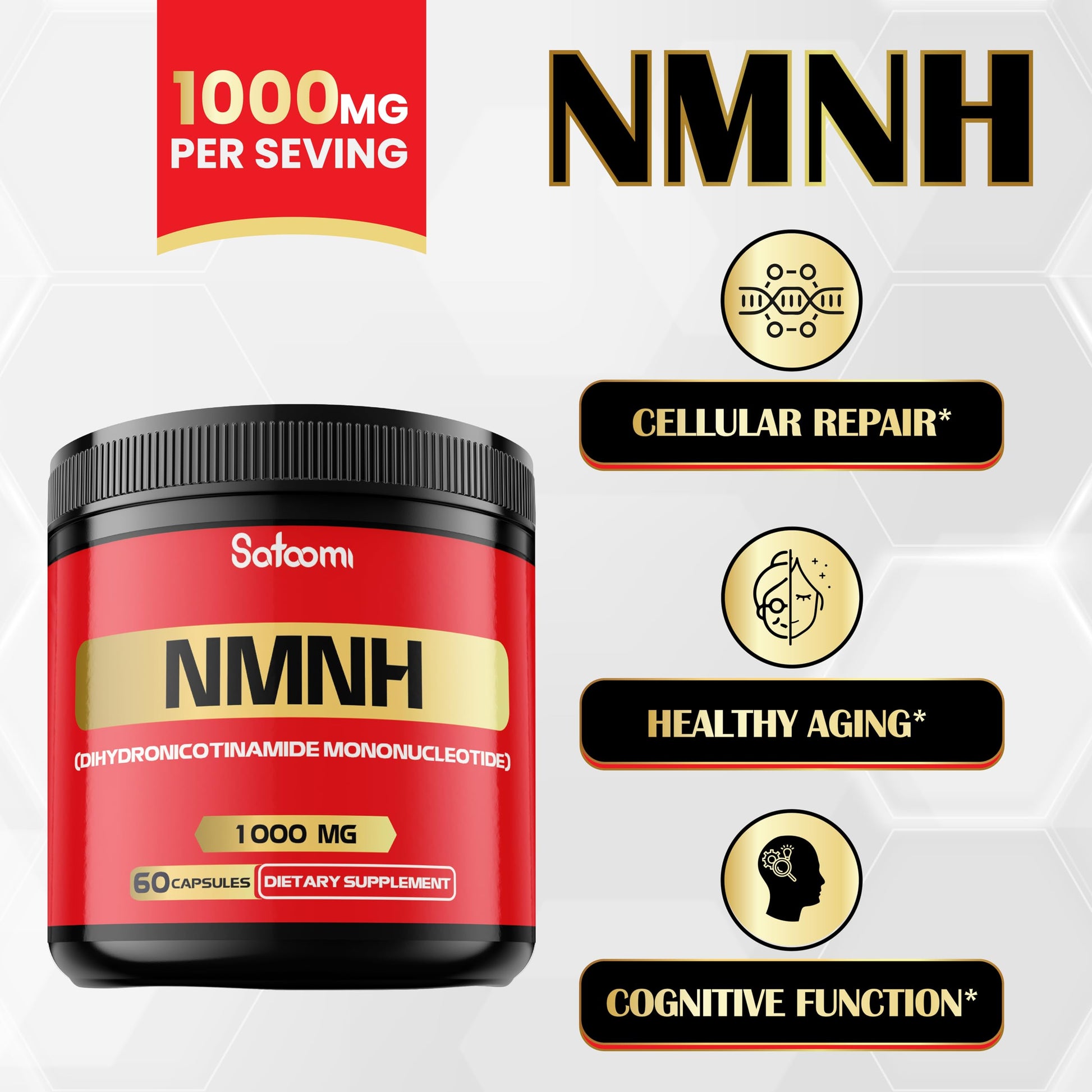 NMNH (Dihydronicotinamide Mononucleotide) -NMN Supplement Alternative - 1000mg per Serving NAD Supplement to Support NAD - 60 Capsules - 30 Days Supply Satoomi buy australia supplements