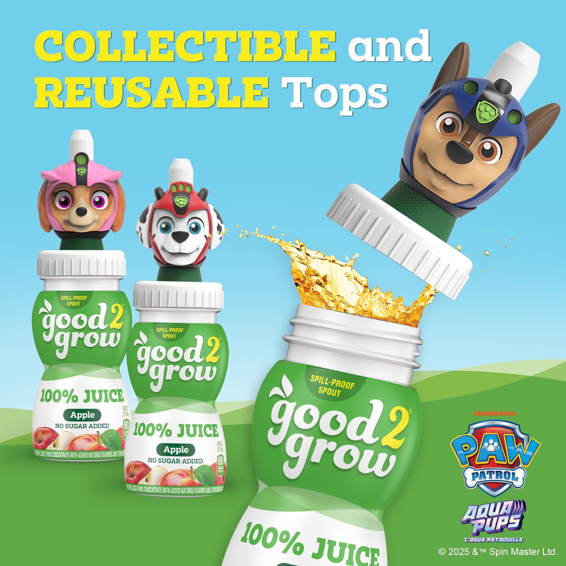 good2grow Apple Juice - 100% Juice Drinks for Kids, Fruit Juice No Sugar Added, 6 Fl Oz Juice Bottles with Spill-Proof PAW Patrol Character Tops (3 Pack) good2grow buy australia supplements