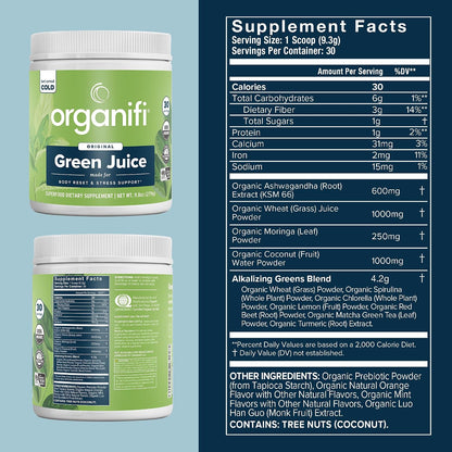 Organifi Green Juice - Powder Supplement with Organic Spirulina, Ashwagandha, and Chlorella - Helps Achieve Fitness Goals and Reduce Cortisol Levels, 30-Day Supply Gsupps Australia