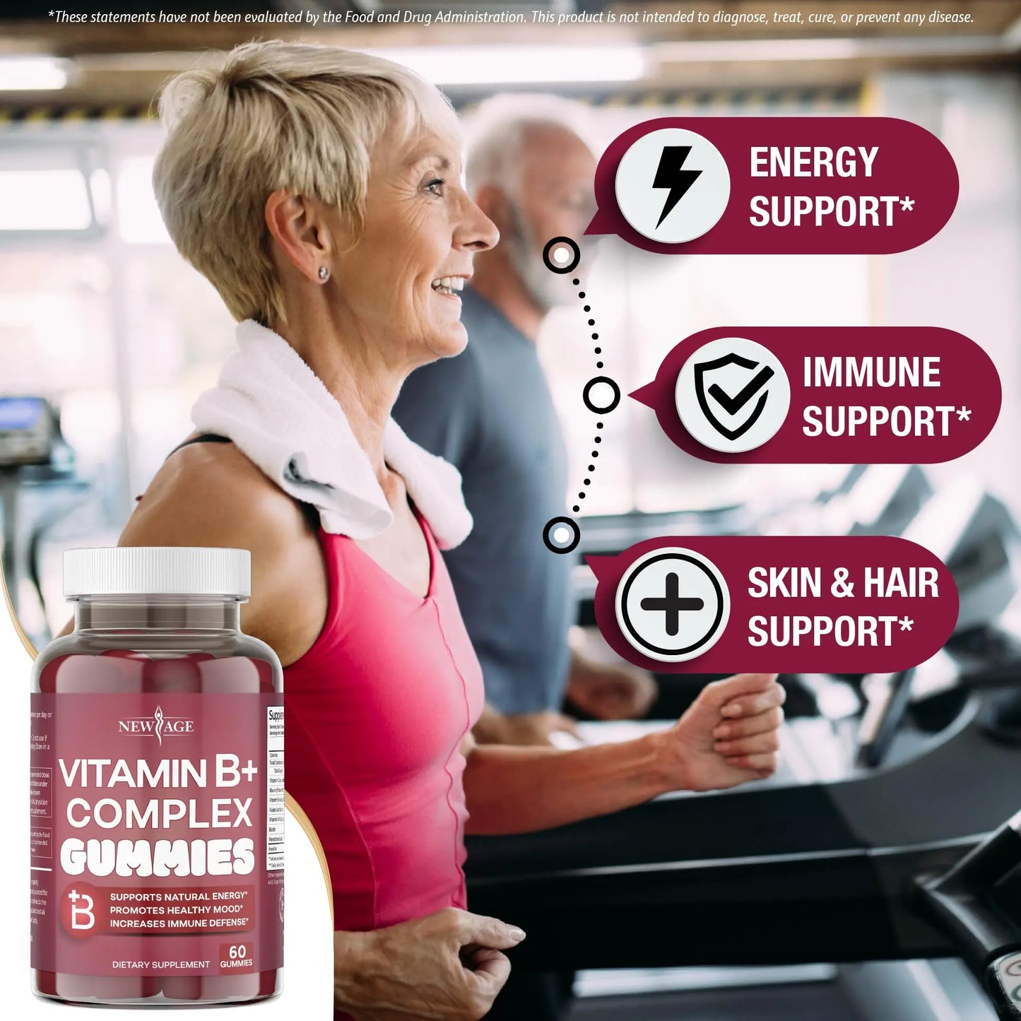 NEW AGE Vitamin B Complex Gummies with Vitamin B3, B6, & B12 – with Biotin, Folic Acid & Vitamin C – Gluten-Free, Vegan NEW AGE