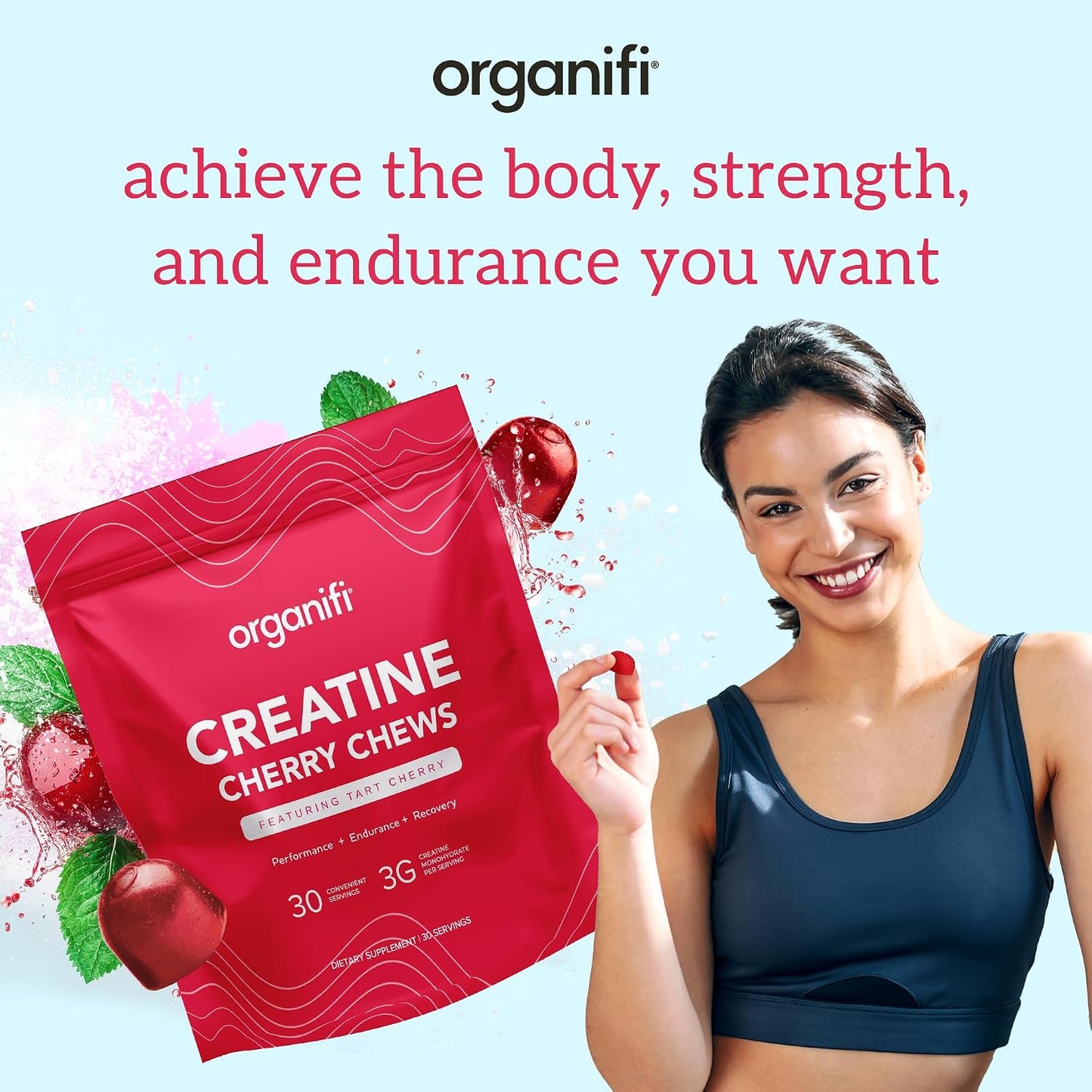 Organifi Creatine Chews - Premium Cherry Chews to Perform, Look, and Feel Better, 30-Day Supply Gsupps Australia