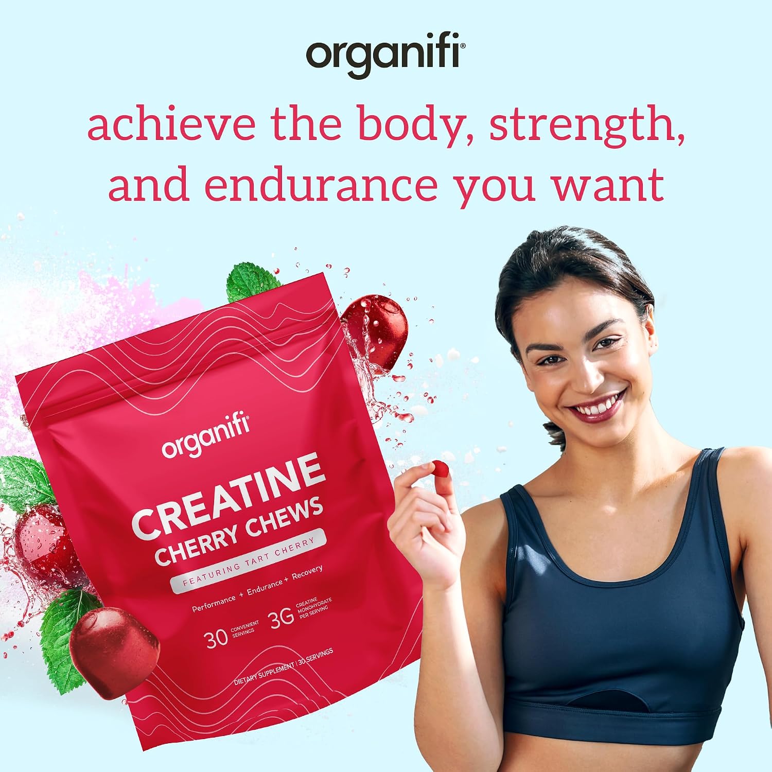Organifi Creatine Chews - Premium Cherry Chews to Perform, Look, and Feel Better, 30-Day Supply Gsupps Australia