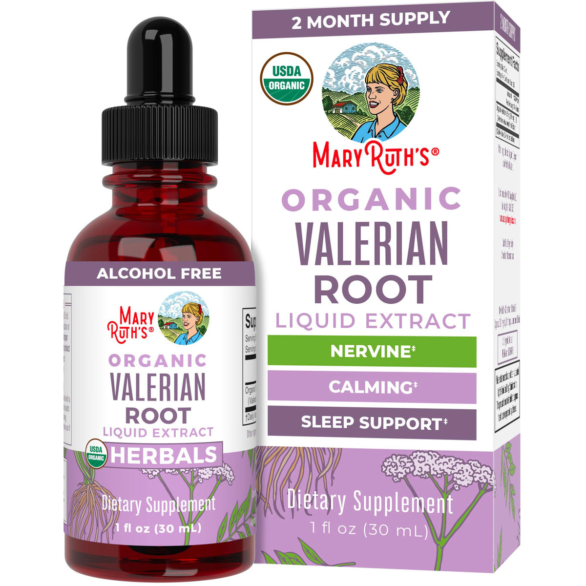 MARYRUTH'S Organics Valerian Root Liquid Drops | 2 Month Supply | Sugar Free | USDA Organic Valerian Root Drops | Support Sleep | Calm and Stress Relief MARYRUTH'S