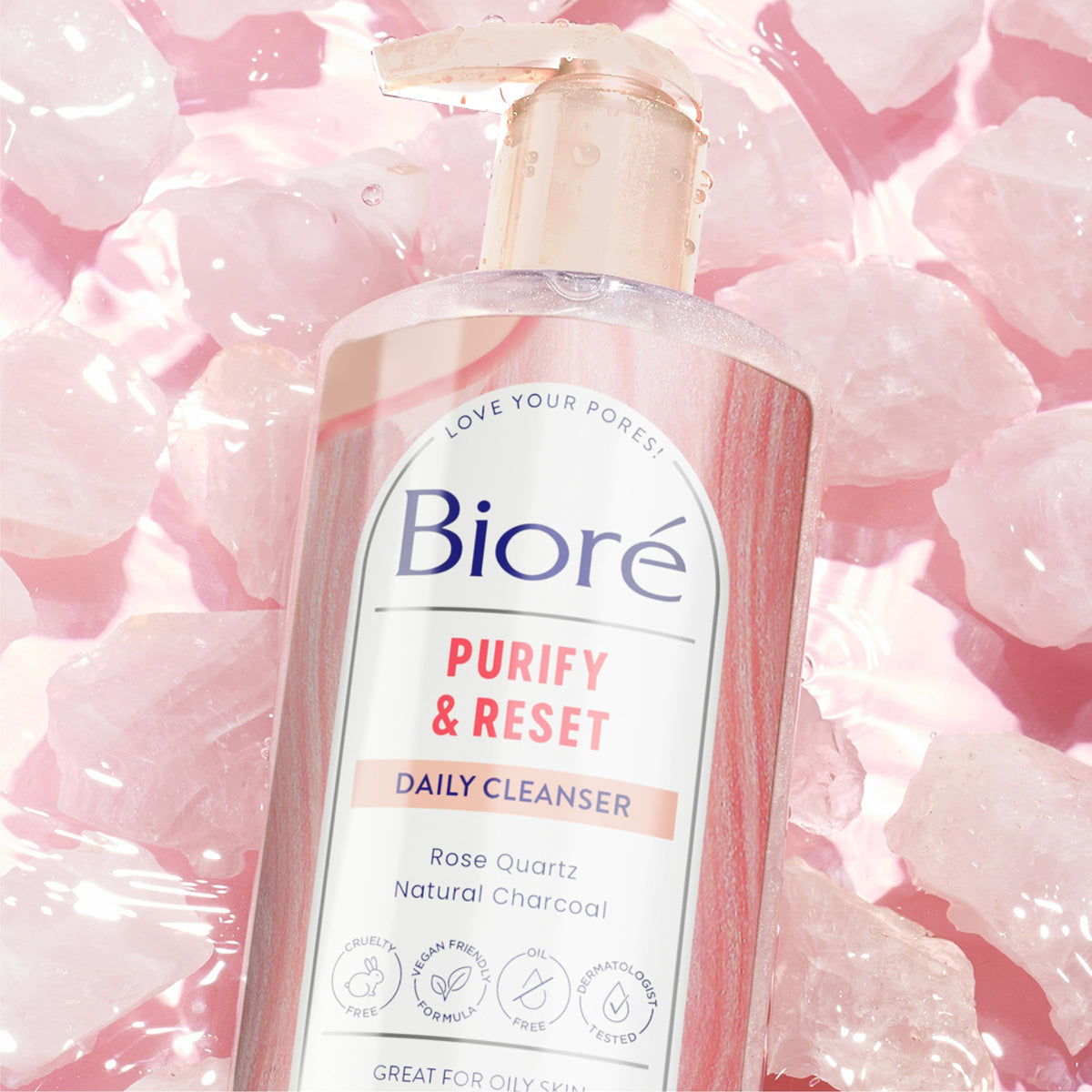 Bioré Rose Quartz + Charcoal Daily Purifying Cleanser Bioré