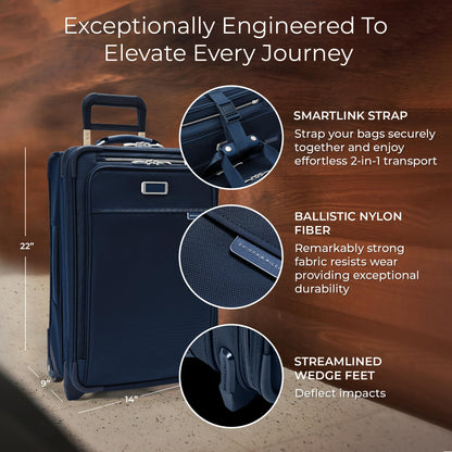 Briggs & Riley Essential 22" 2-Wheel Expandable Carry On - Luggage for Travel, Suitcases with Wheels, Softside Rolling Bag for Men & Women, Self-Repairing Zipper - Baseline Collection, Black Gsupps Australia