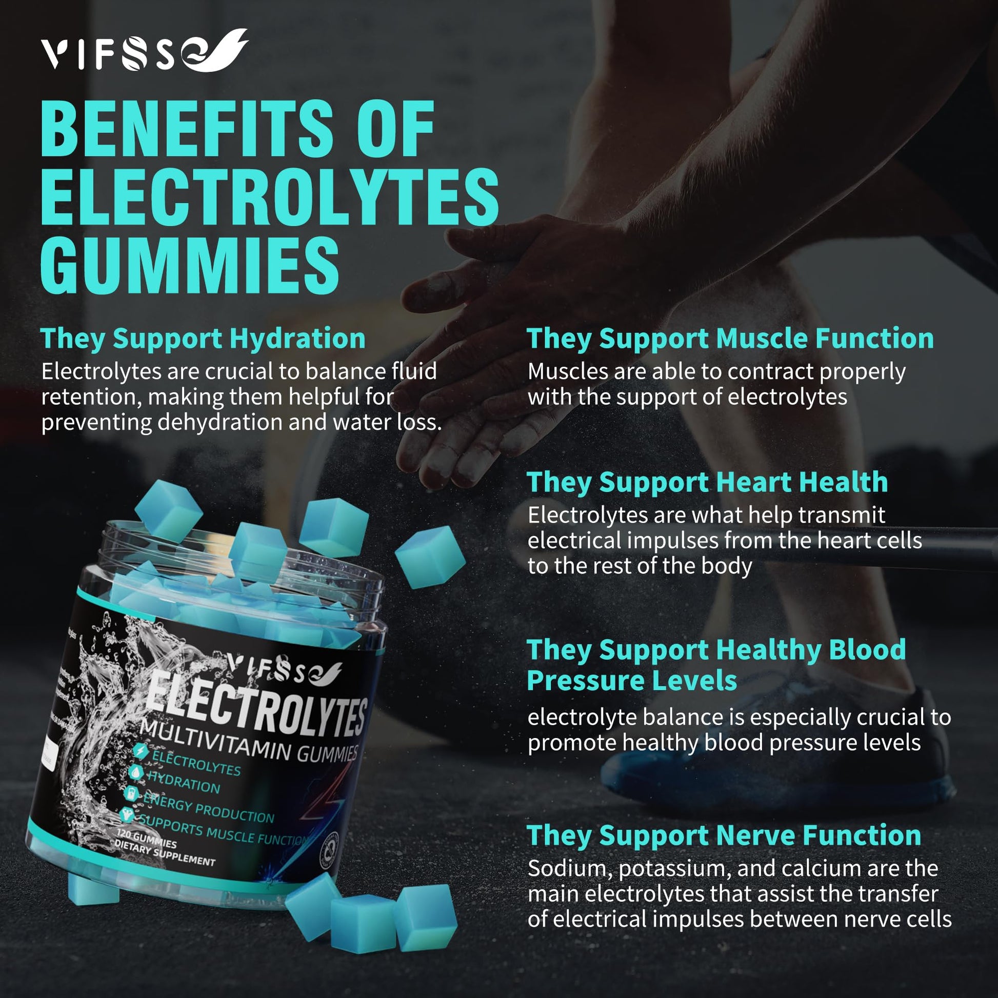 VIFSSG Electrolytes Gummies No Sugar, 120 Chewable Electrolyte Gummies with 6 Electrolytes for Runners and Endurance Sports, Refreshing Blue Raspberry, Hydration Electrolyte Chews, 1 Pack VIFSSG buy australia supplements
