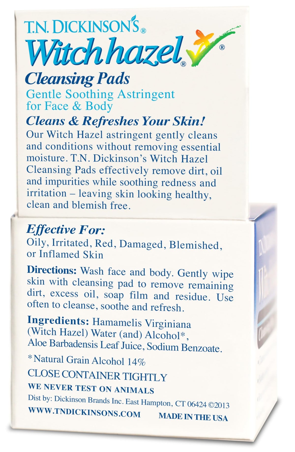 T.N. Dickinson's Cleansing Pads |100% Natural Witch Hazel + Aloe| 60 Count T.N. Dickinson's