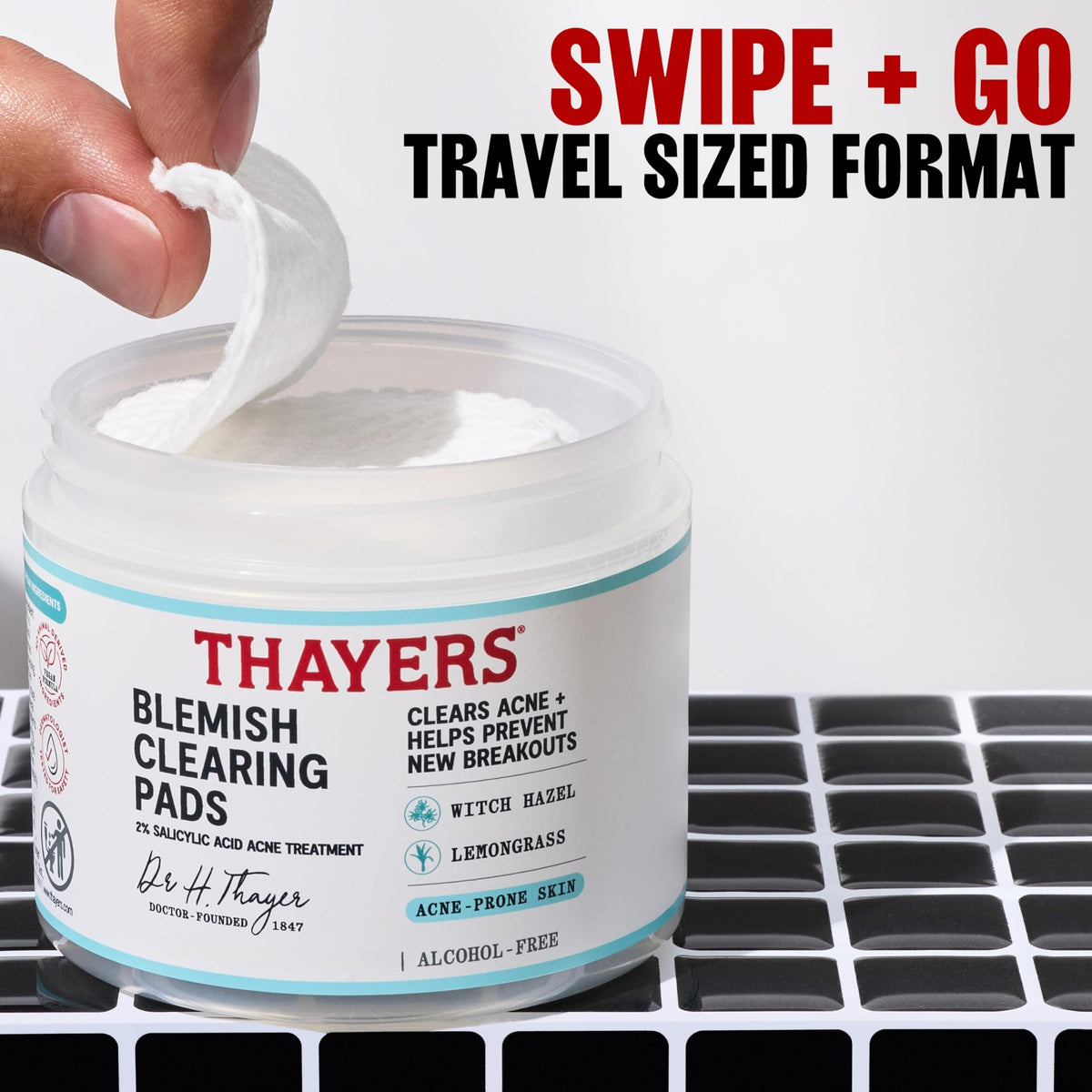 Thayers Blemish Clearing Acne Pads, Salicylic Acid Acne Treatment for Face, Pore Reducing, Exfoliating, and Soothing Skincare, Witch Hazel Toner Pads, 60 Ct THAYERS