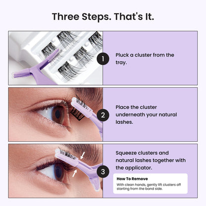 Kiss Impress Falsies Self Adhesive Eyelashes, Press On Lashes, 12mm-14mm Glam Volume Lashes, Black, No Glue Needed, Invisible Band, 36 Lash Clusters & Non-Stick Applicator - Voluminous imPRESS