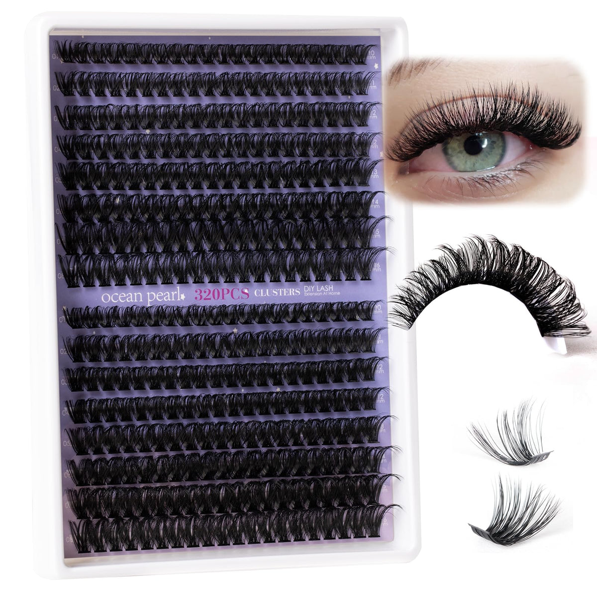 Ocean Pearl 320Pcs Lash Clusters Kit,Thick Eyelash Clusters, Eyelashes Ocean Pearl