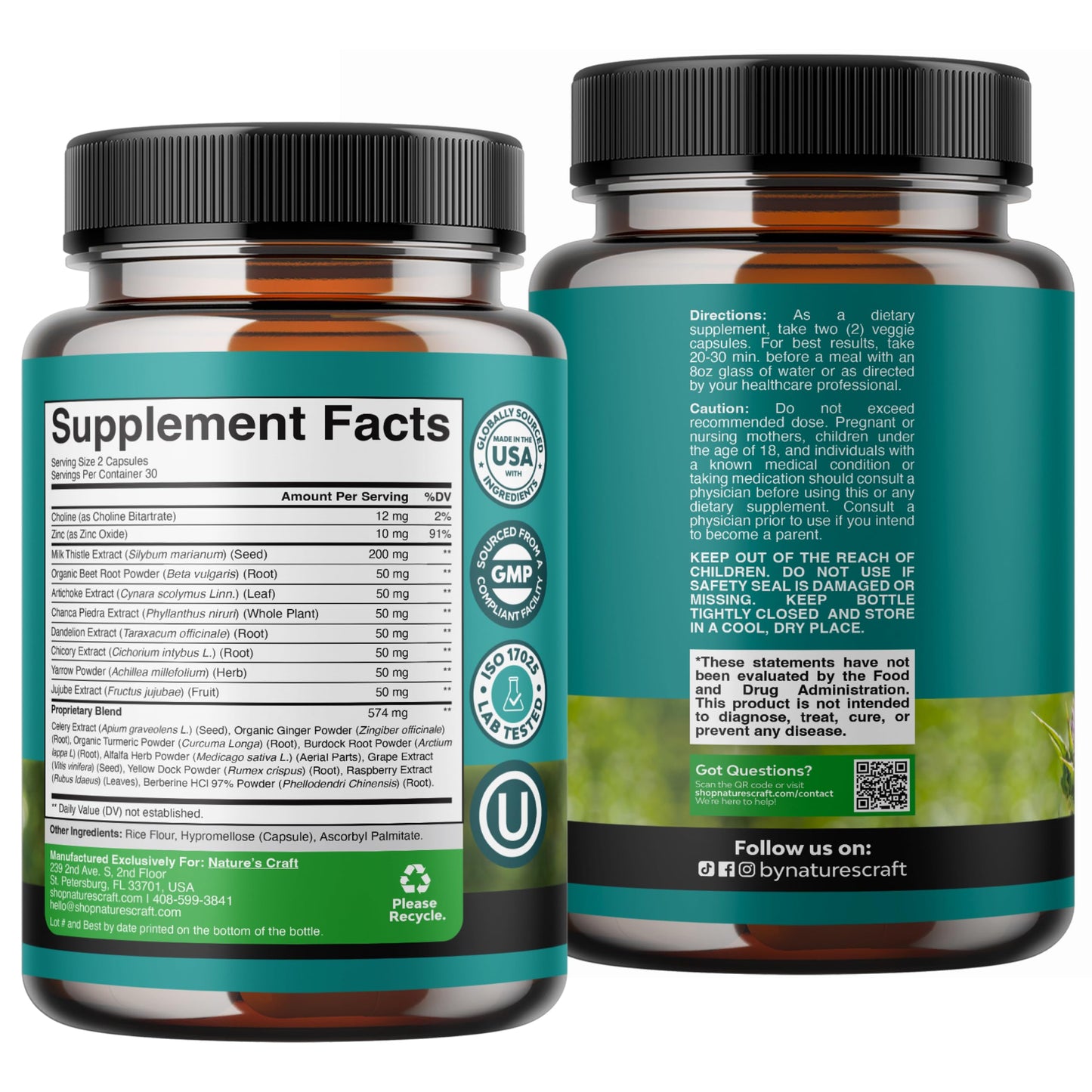 Best Liver Supplements with Milk Thistle - Artichoke - Dandelion Root Support Healthy Liver Function for Men and Women Natural Detox Cleanse Capsules Boost Immune System Relief - Natures Craft | Herbal Detox Support with Ginger, Beetroot & Artichoke - Ber Gsupps Australia