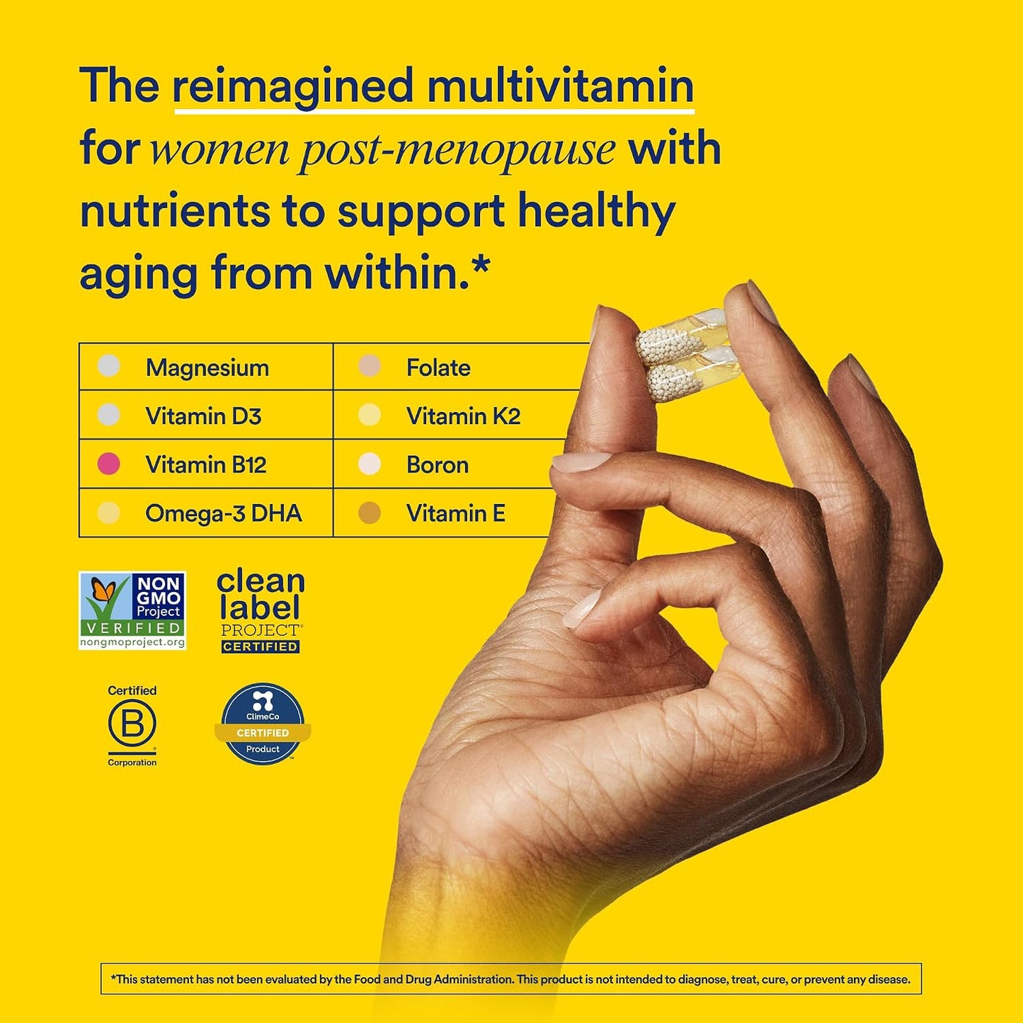 Ritual Hyaluronic Acid and Women's 50+ Multivitamin - HyaCera Helps Reduce Wrinkles, Fine Lines, and Improves Skin Smoothness* - Key Essential Vitamins to Support Menopause - Vegan - 30 Servings