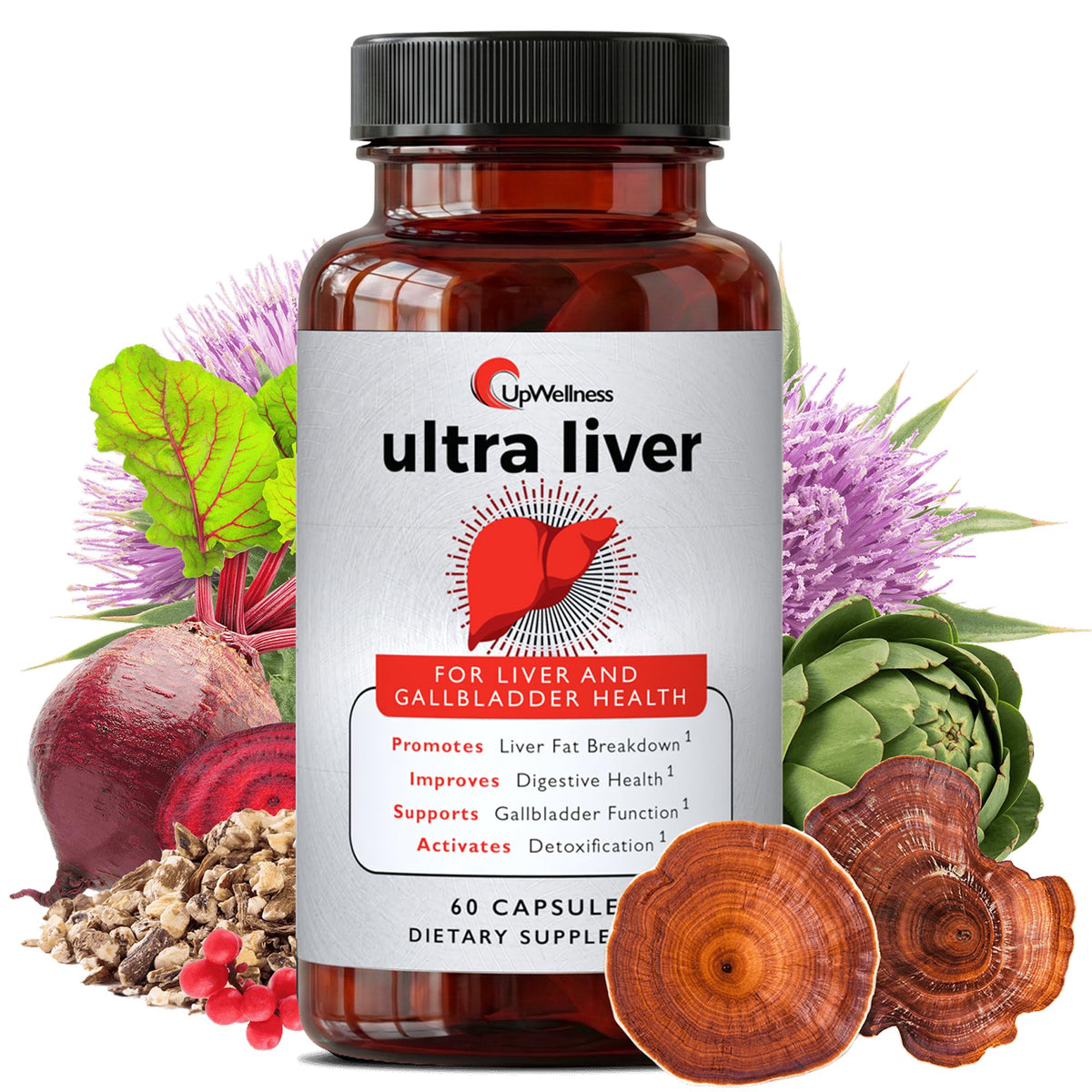 UpWellness Ultra Liver Supplement for Liver Support and Gallbladder Support - Powered by TMG, NAC Milk Thistle, and More UpWellness